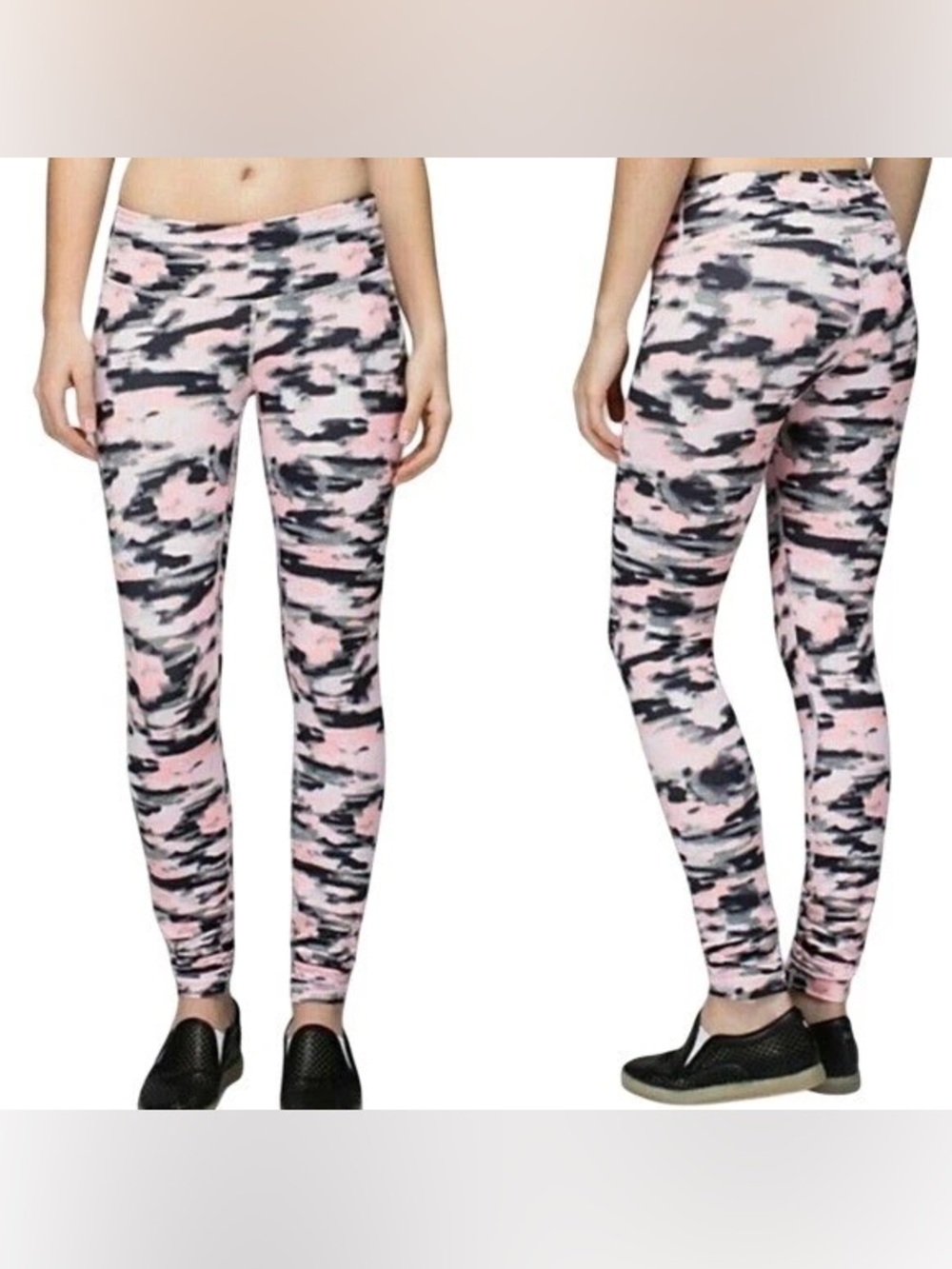 Lululemon Wunder Under Full Length Leggings, in Wamo Camo Pink/Grey, Size 8.
